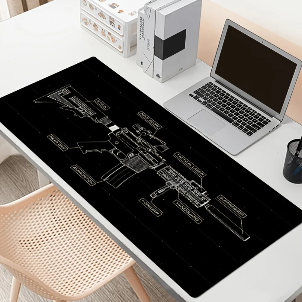 CIFBUY Rubber Mouse Pad Tactical Gun Pattern Large Non Slip Desk Mat for Gaming Office Home Decor