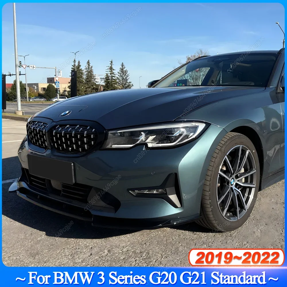 For BMW 3 Series G20 G21 2019-2022 Pre-Lci Car Front Splitter V.2 3Pcs Maxton Style Bumper Lip Spoiler Splitter Diffuser Tuning