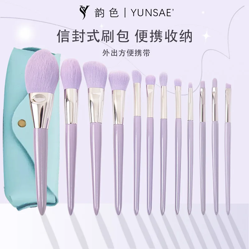 Yunse Beginner 12 Pinceles Pincel Herramientas y accesorios de maquillaje Set Blush Cepillo suave de cerdas suaves Novice
