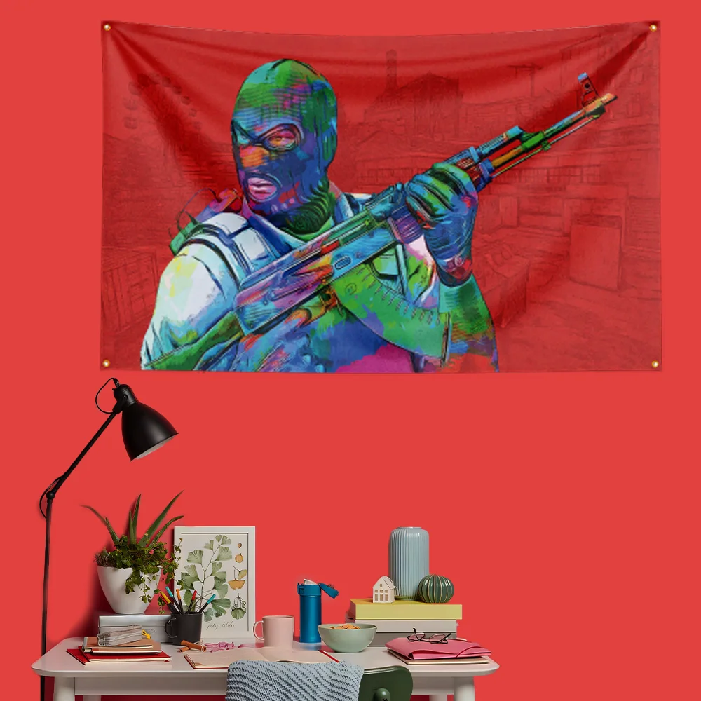 CS GO Inspired Flag 3x5 FT HD Printing Vivid Color Game Banner For Gaming Room Man Cave Bedroom Wall Decor Fans Gift