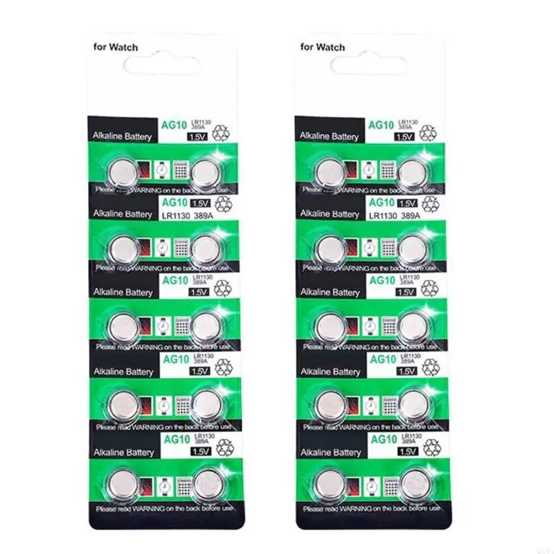 Q5WA AG10 LR1130 Button Coin Cell Batteries Durability Button Batteries for Daily Use Stable for Small Electronics