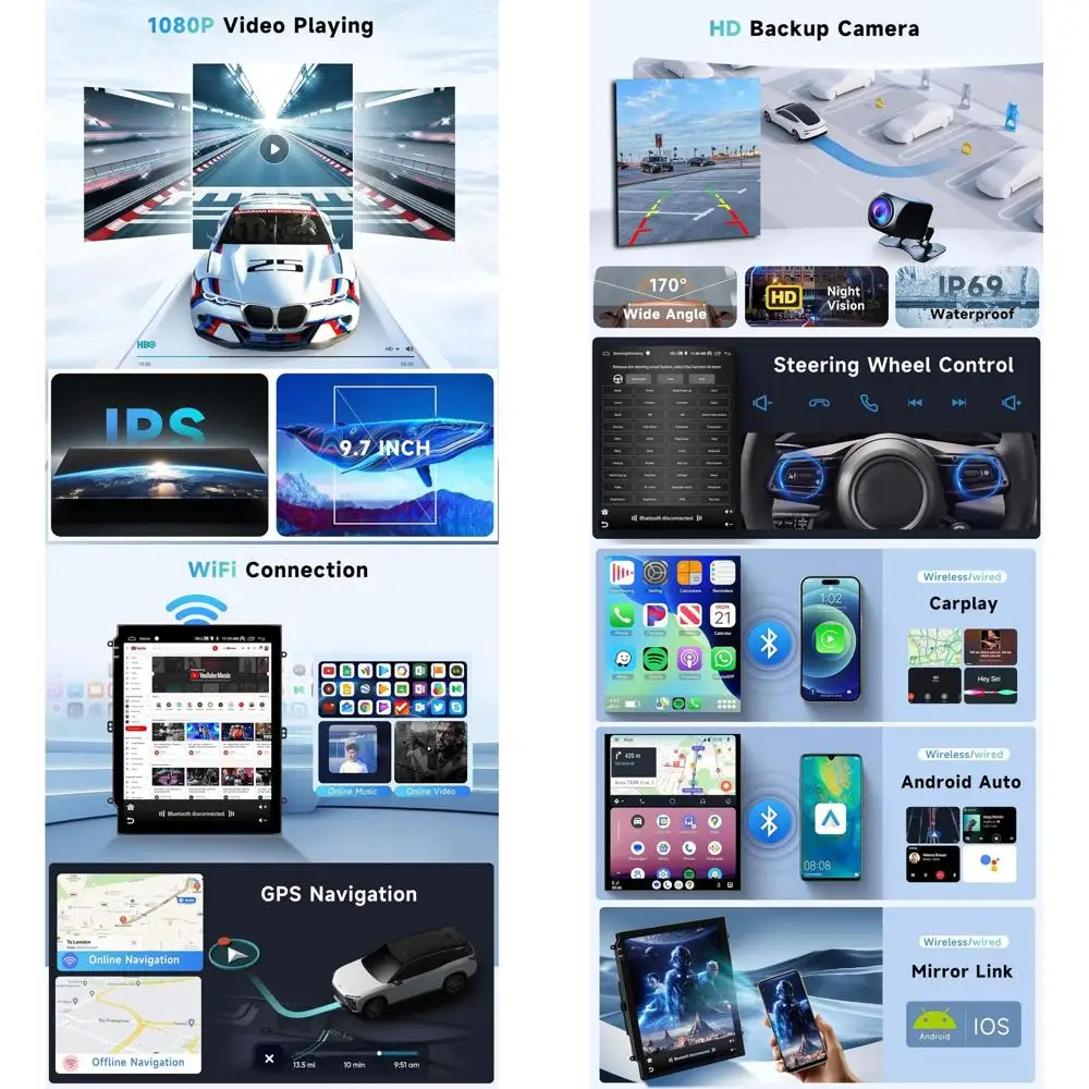 

4-ядерный + 64G автомобильный радиоприемник для Chevrolet Chevy Cruze 2009-2015 с беспроводным CarPlay/Android Auto, 9,7-дюймовый Android 13 Touch S