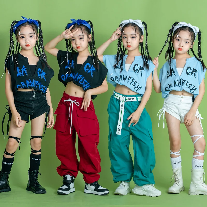 

Children's hip-hop suit, children's navel exposed jazz dance clothes, girls' dance performance clothes, fried street fashion