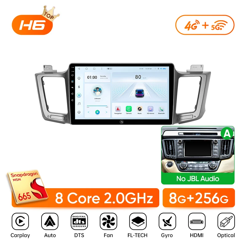 Ainavi autoradio voor Toyota RAV4 RAV 4 XA40 2012-2019 Carplay Android Auto Qualcomm autoradio multimediaspeler DSP 48EQ 2 Din
