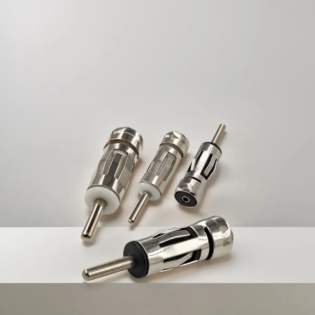 

100PCS NEW Car Vehicles Radio Stereo ISO To Din Silver Aerial Antenna Mast Adaptor Connector Alloy Aerial Plug Fit Most Types