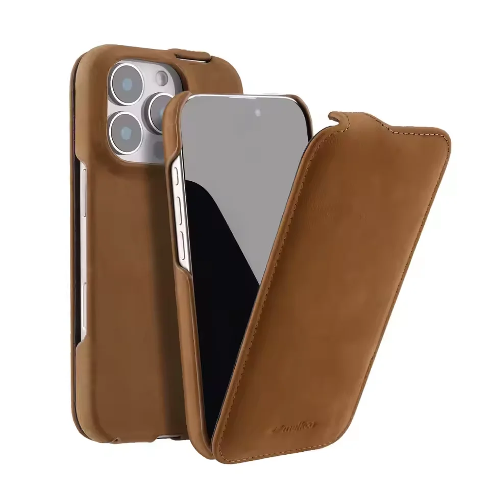 

Flip Case For iPhone 16 Pro Max Genuine Leather Magnetic Business Luxury Fashion Cowhide Phone Bag Cover