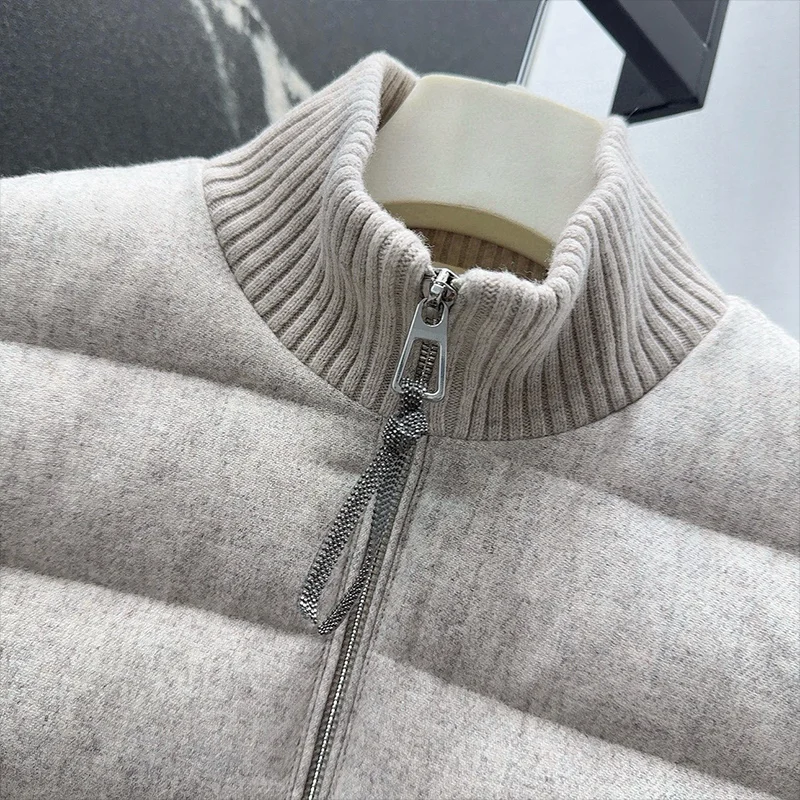 ملابس الخريف والشتاء النسائية عالية الجودة، معطف قصير من القطن المرقعة، سترة بسحاب مزدوج 25120515