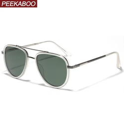 Peekaboo unisex polarized sunglasses for men half metal tr90 retro sun glasses for women summer style green grey brown 2024