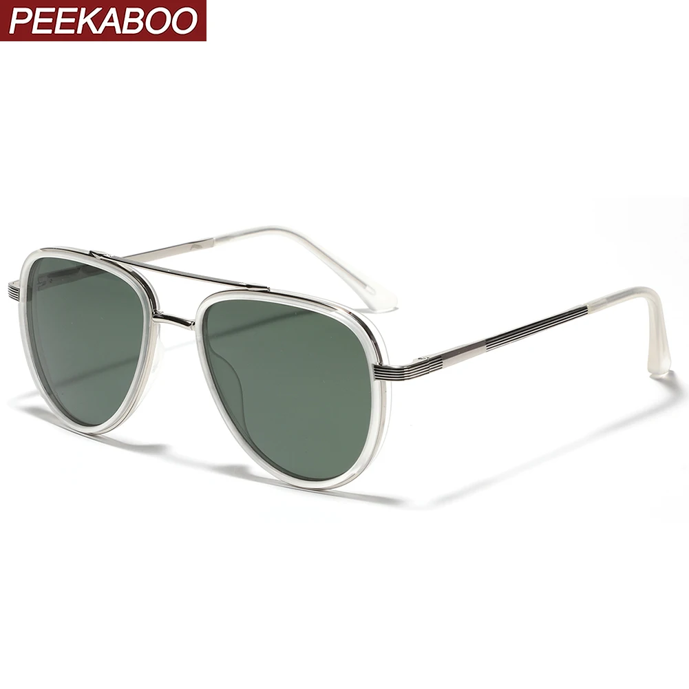 Peekaboo unisex spolaryzowane okulary przeciwsłoneczne dla mężczyzn półmetalowe tr90 retro okulary przeciwsłoneczne dla kobiet letni styl zielony szary brązowy 2024