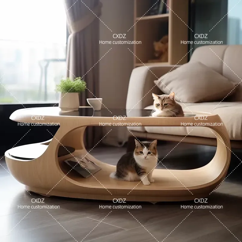 Removable Washable Semi-Closed Cat Nest Coffee Table Universal All Seasons Furniture for People and Cats Autumn Winter Pet