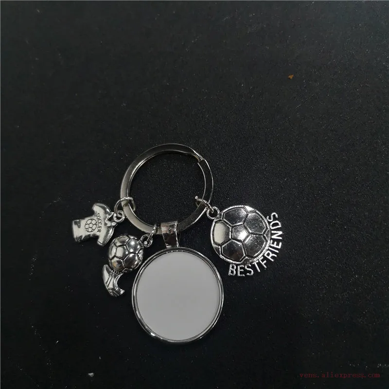 

sublimation blank soccer keychains key ring heat transfer printing blank diy materials 20pcs/lot