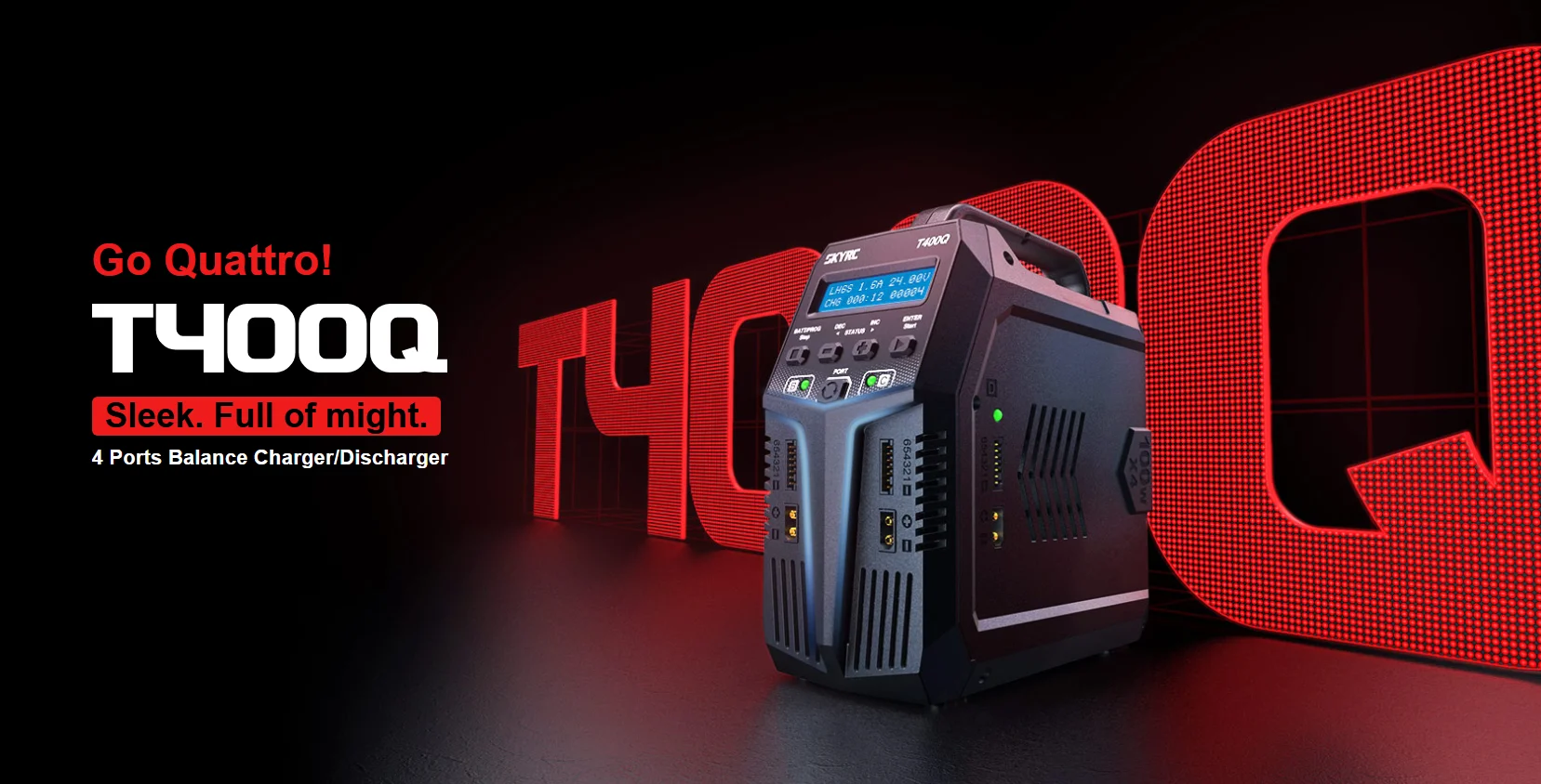 SKYRC T400Q 4*10W 4-Channel Intelligent Balance Charger AC/DC Built-in Power Supply