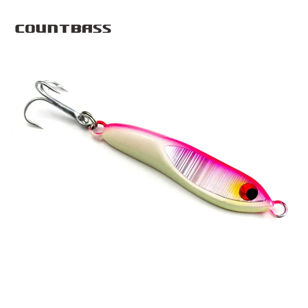 

COUNTBASS 16g 0.6oz Sea Bass Jig with treble hook, Features Lumious Belly Micro Jigging Fishing Lure Mini Metal Baits