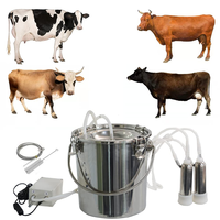 5L Electric Automatic Milking Machine for Cow Goat Sheep, Pulsating Vacuum Pump Milker with Bucket, Dairy Farm Milking Equipment