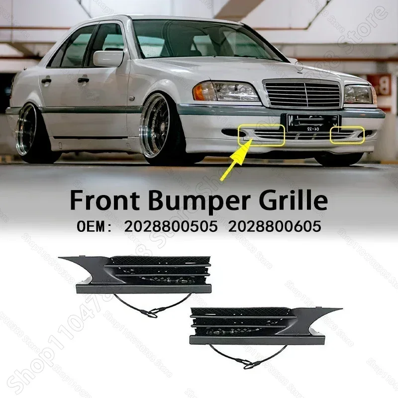 

Front Bumper Tow Hook Covers Caps Grille For 1998-2000 Chass W202 Mercedes Benz C-Class 2028800505 2028800605