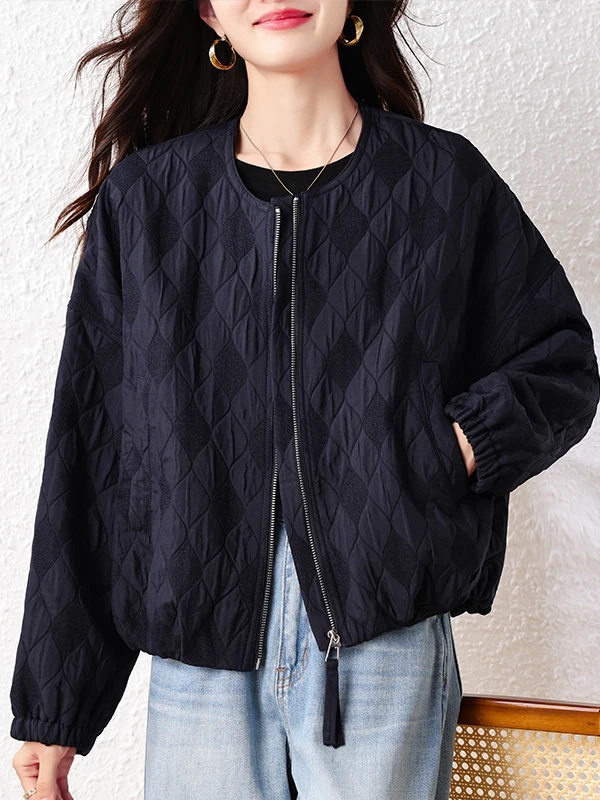 Ele Young Sle مبطن القطن Jaet المرأة فضفاضة تناسب ort سستة القطن سترة الخريف الشتاء Faion معطف السيدات