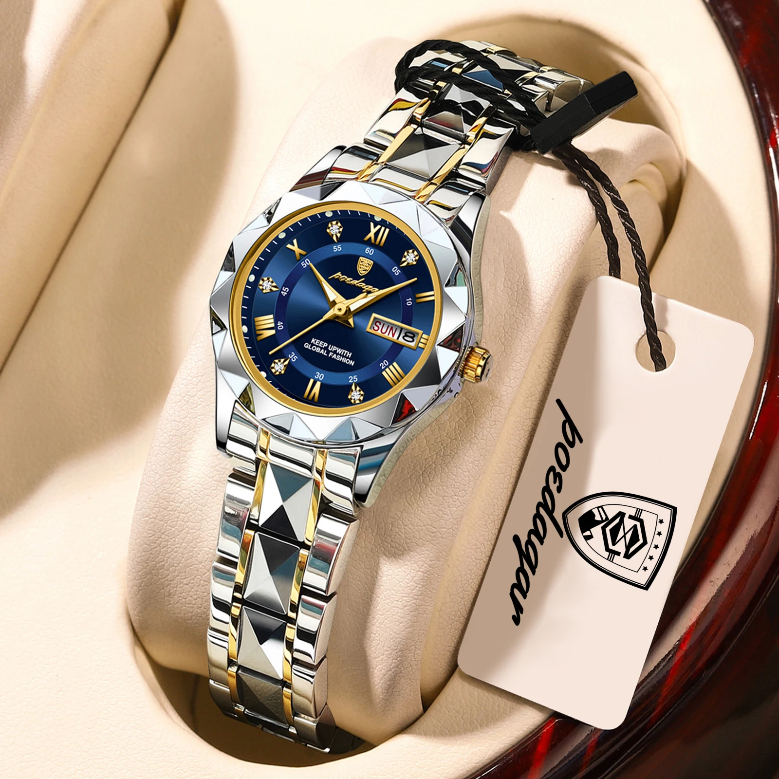 POEDAGAR Casual Women Watch Luminous Waterproof Week Date Stylish Woman Wristwatch Stainless Steel Quartz Fashion Ladies Watches