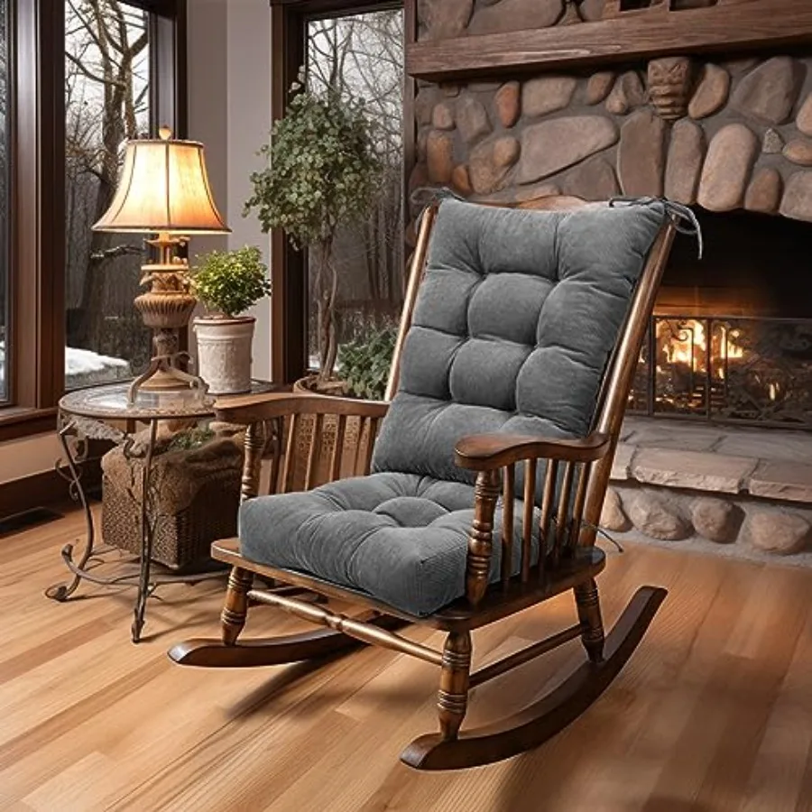 

Rocking Chair Cushion OnlyTufted Non-Slip Comfortable Rocking Chair Cushions Indoor with Ties Striped Rocking Chair Pads