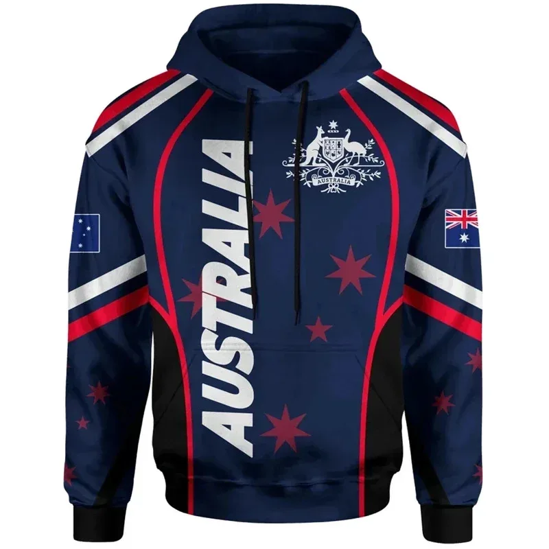1 Piece Custom Your Picture Australia Flag Graphic Sweatshirts Fashion National Emblem Pullovers Kangaroo 3D Printed Hoodie For