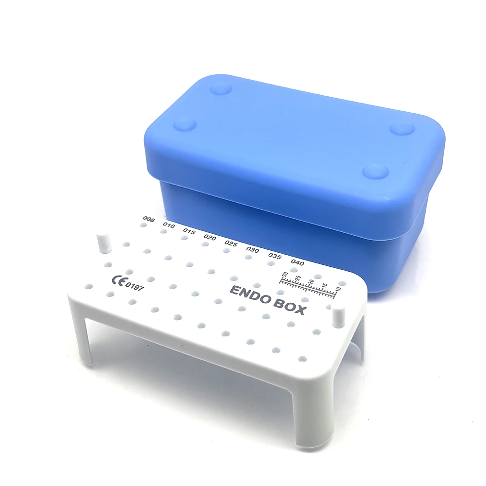 

40 Hole Dental Endo File Storage Box Autoclavable Stand with Ruler for Root Canal Files Sterilization Organization Professional