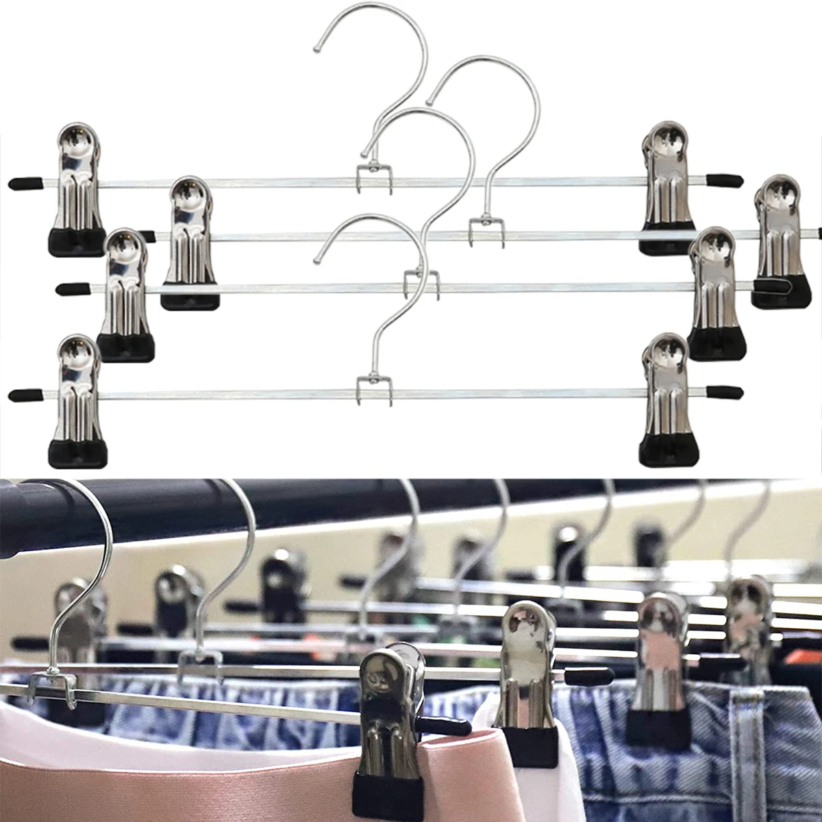 5~40pcs Pants Clip Anti-slip Metal Clothes Hangers Black Wind Proof Skirt Pants Racks for Trousers Wardrobe Drying Clip TMZ