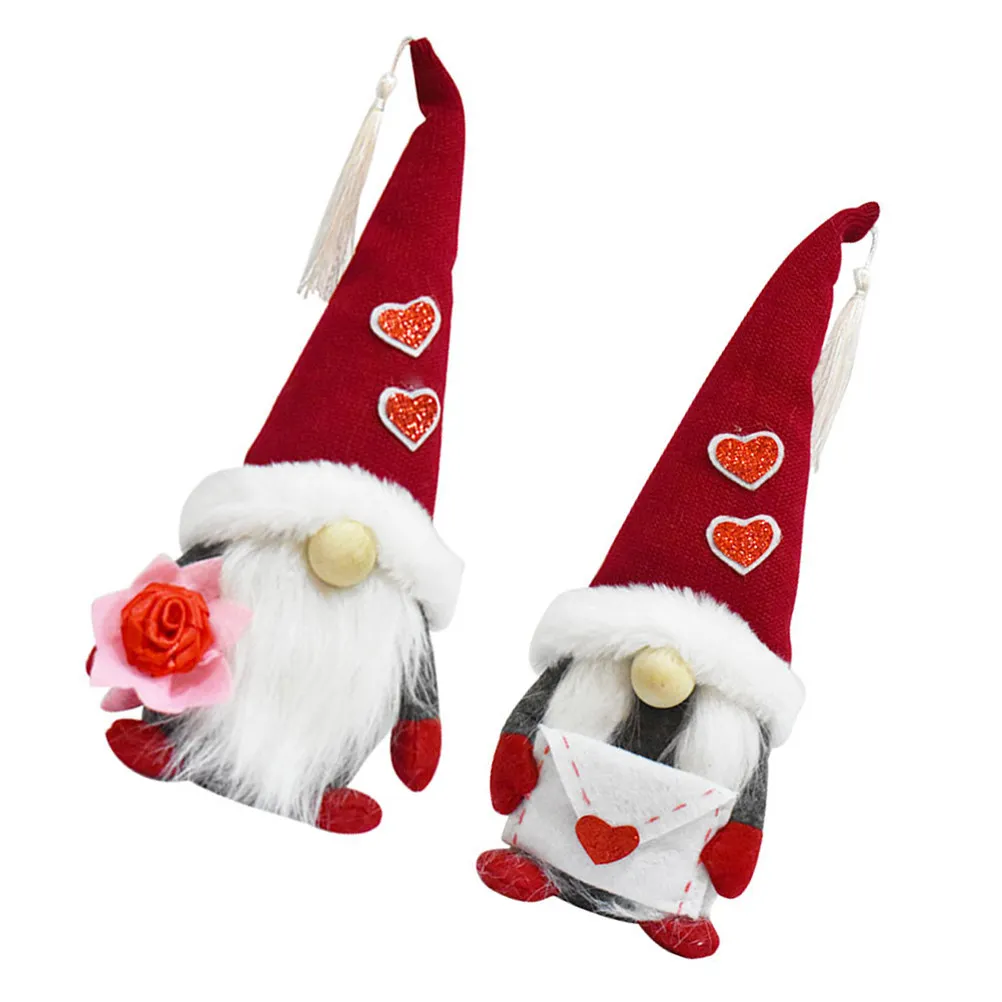 

Набор из 2 украшений в виде гномов-сердечек для декора ко Дню святого Валентина, для дома, рабочего стола, праздничной сцены, романтический подарок