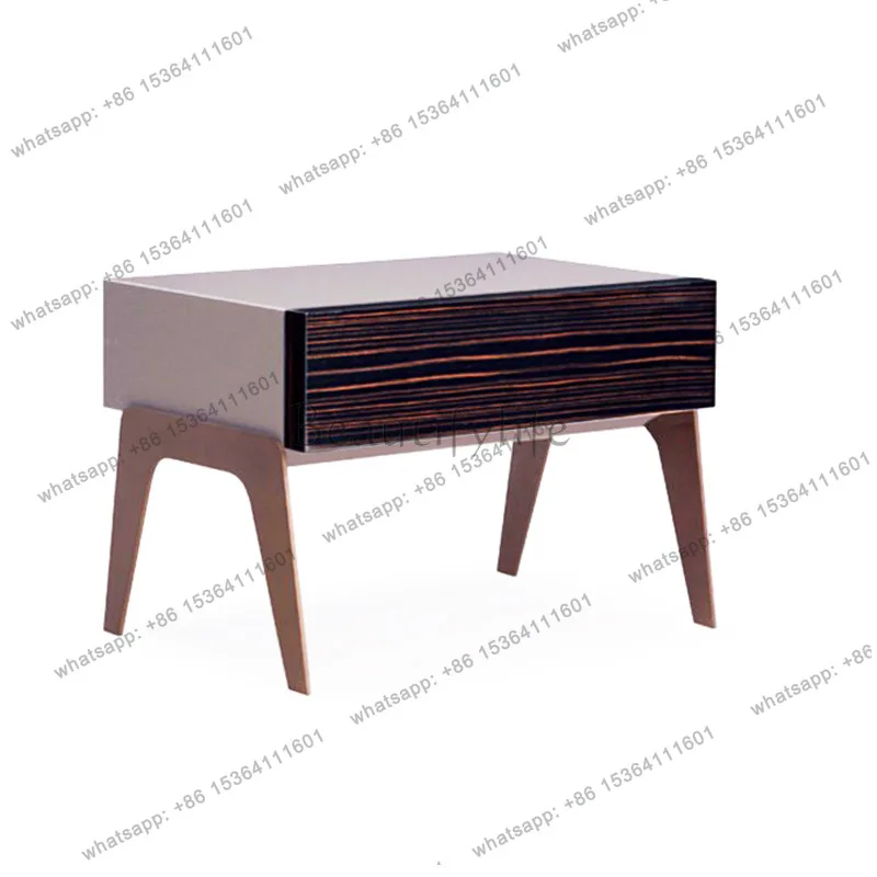 Italian minimalist bedside table Nordic simple modern light luxury bedside table solid wood