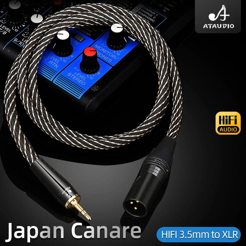 HiFi 3.5mm to XLR Audio Cable 6N OFC Core with Gold Plated Plug 3.5mm Jack to 3-Pin XLR Male for Microphone Speaker Amplifier