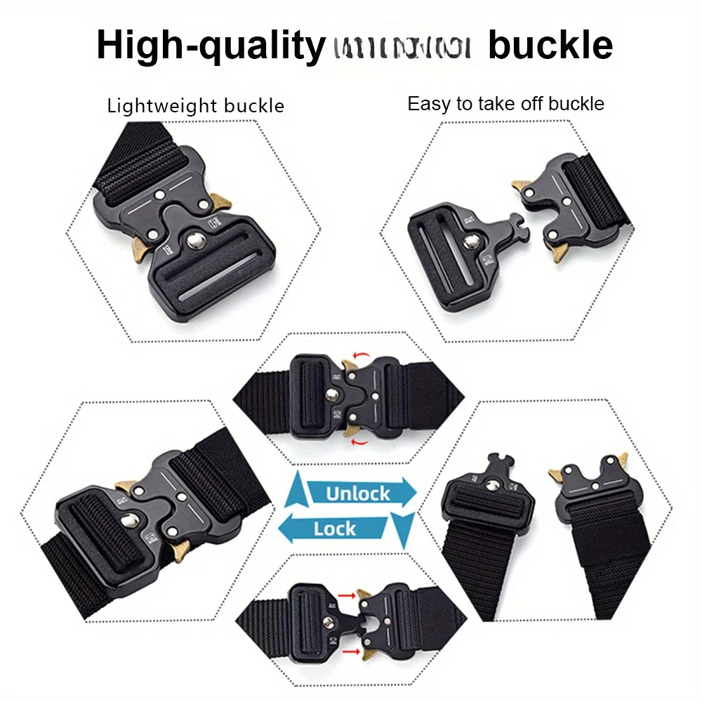 حزام تكتيكي للرجال من YOORAN سريع الإصدار - حزام نايلون عالي التحمل لـ EDC وصالة الألعاب الرياضية والمشي لمسافات طويلة |   هدية للرجال