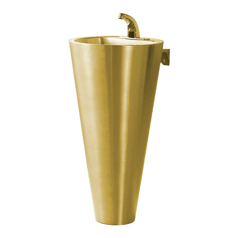 

Stainless steel column basin bar light luxury integrated floor-to-ceiling washbasin balcony household vertical washbasin pool