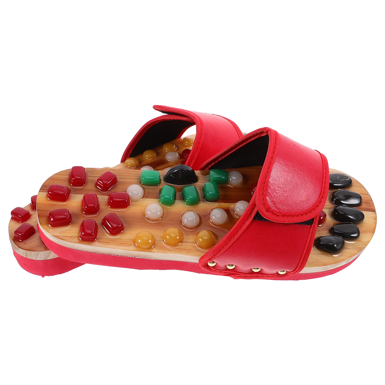 

Relax Massage Slippers Foot Acupoints Sandals Anti-Fatigue Health Shoes Blood Circulation Pain Relief Pu Eva Comfortable Red