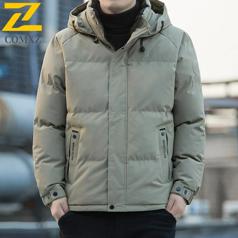 سترة COMXZ للرجال مبطنة سميكة بغطاء للرأس للعمل في الهواء الطلق سترة مقاومة للرياح على طراز الشارع سترات شتوية مبطنة خفيفة الوزن #1