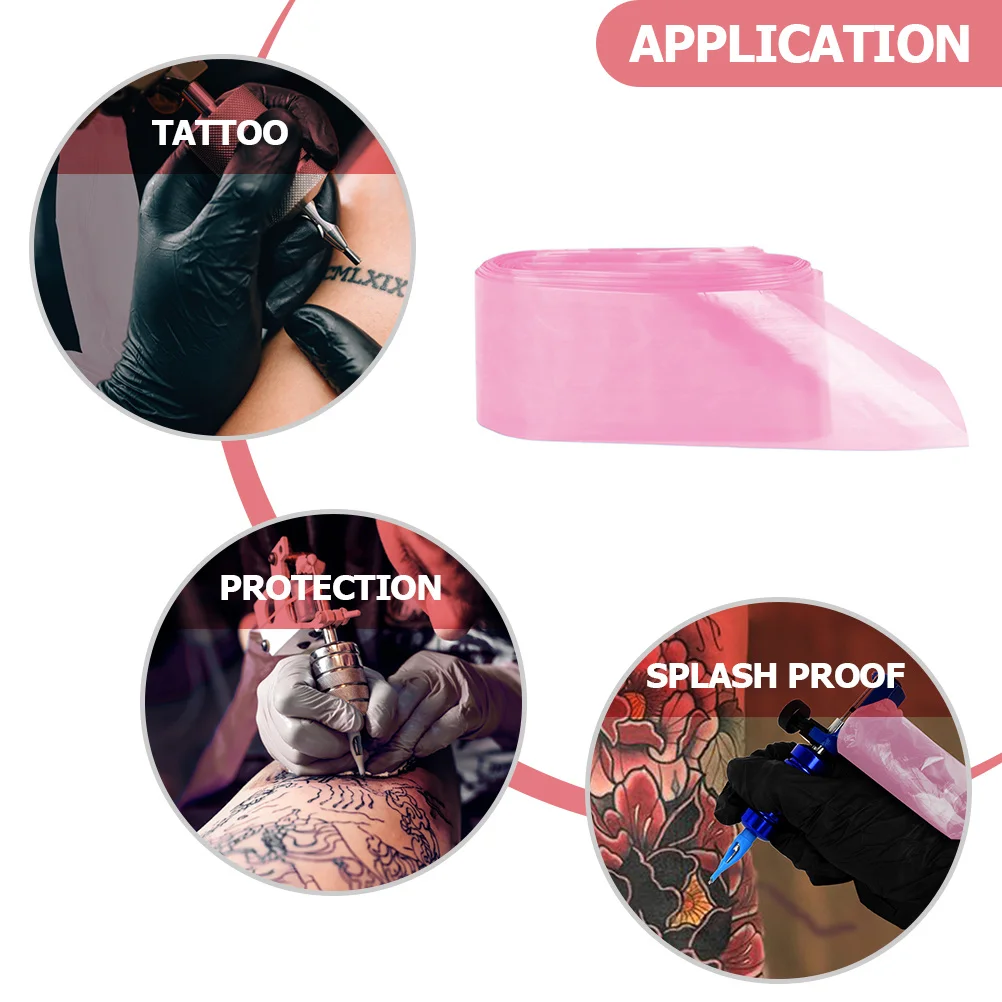 

100 Pcs Tattooing Supplies Tattoos Clip Cord Cover Sleeves Pen Covers Hook Bags Pink for