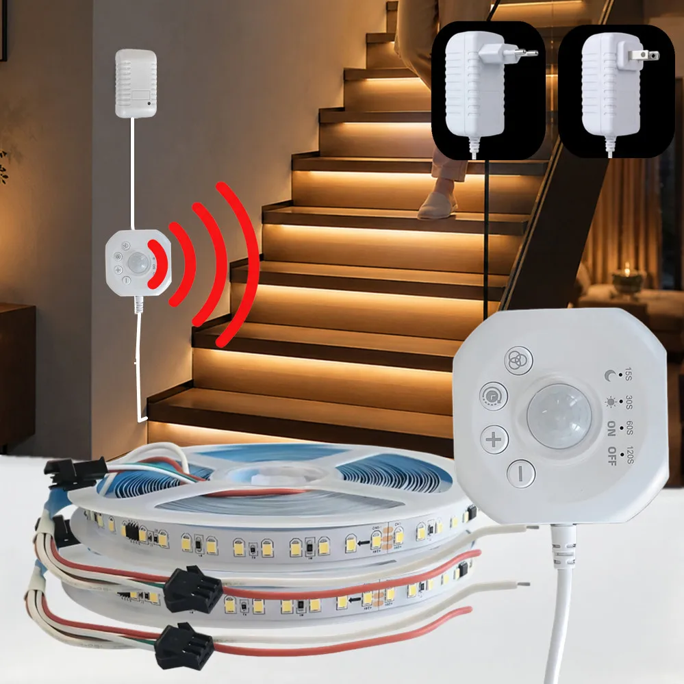 Sensor Stair Lights Motion Activated Light Strip with Dimmer 24V Flex Ribbon Chasing Flowing Led Strip Lights Flexible Ribbon