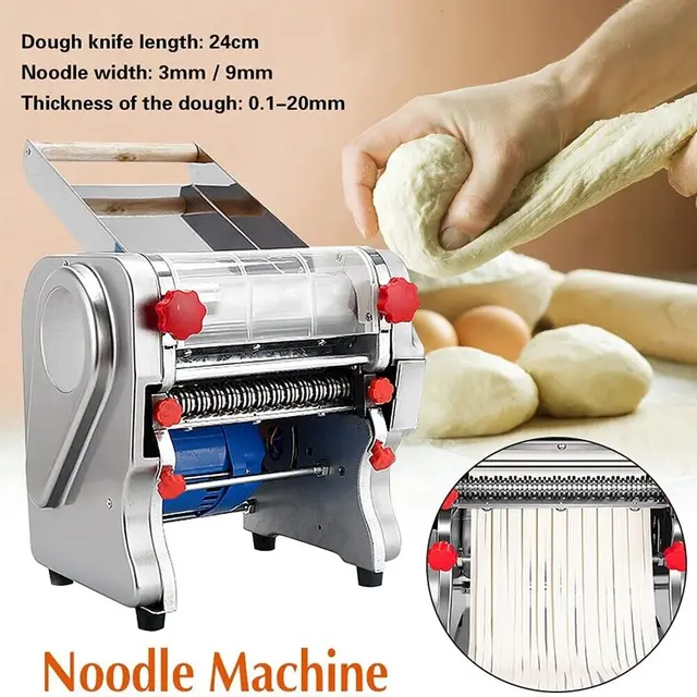 550W Electric Pasta Maker Noodle Machine Dumpling Skin Roller Steel Full Stainless Steel Dual Knife Noodle Maker For Commercial 6 550W Electric Pasta & Noodle Maker – Stainless Steel Dumpling Skin Roller, 24cm Blade – view 6