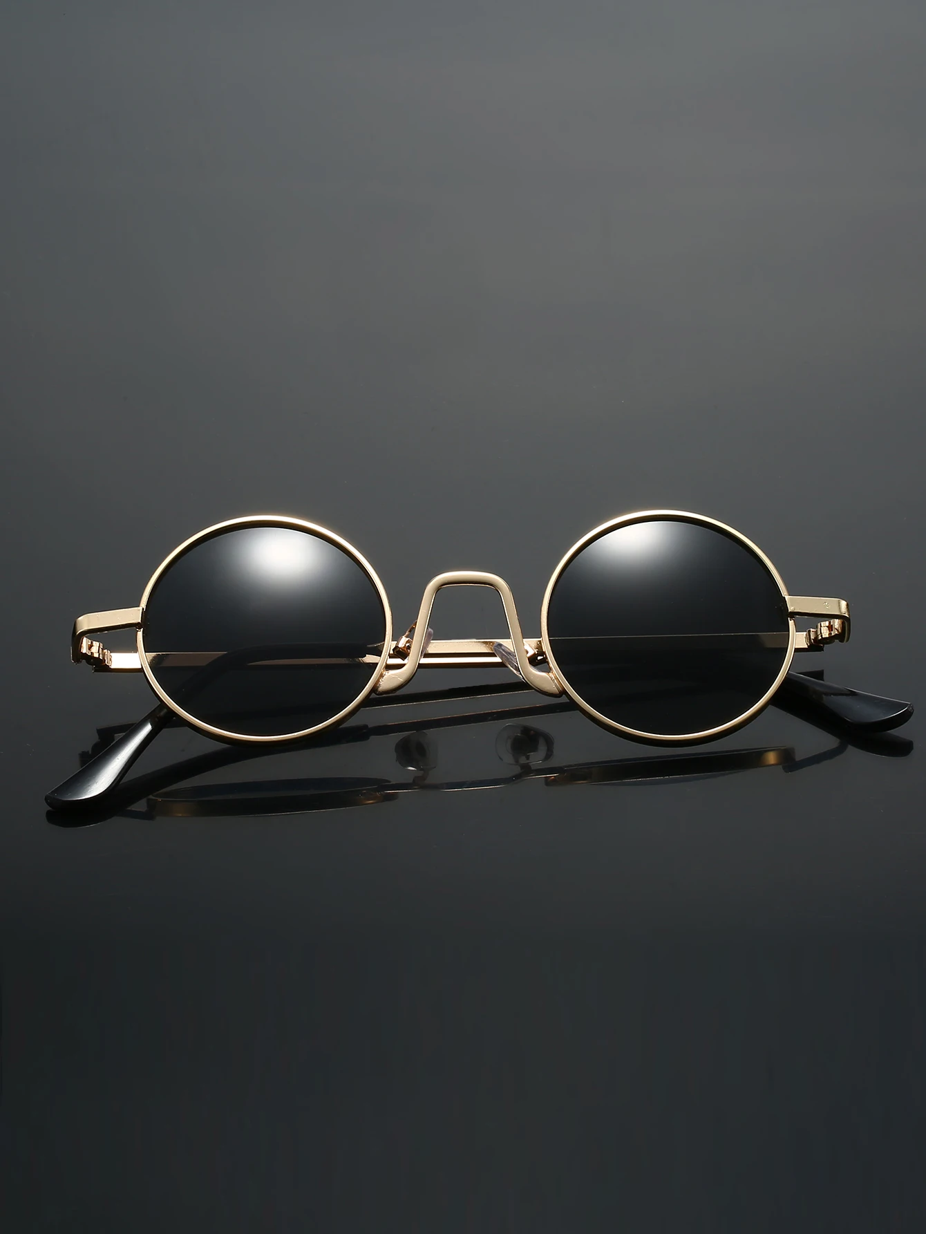 1 Stück Retro-Sonnenbrille mit rundem Metallrahmen, stilvoller schmaler Rahmen, lässt das Gesicht dünner und kleiner aussehen, künstlerisch