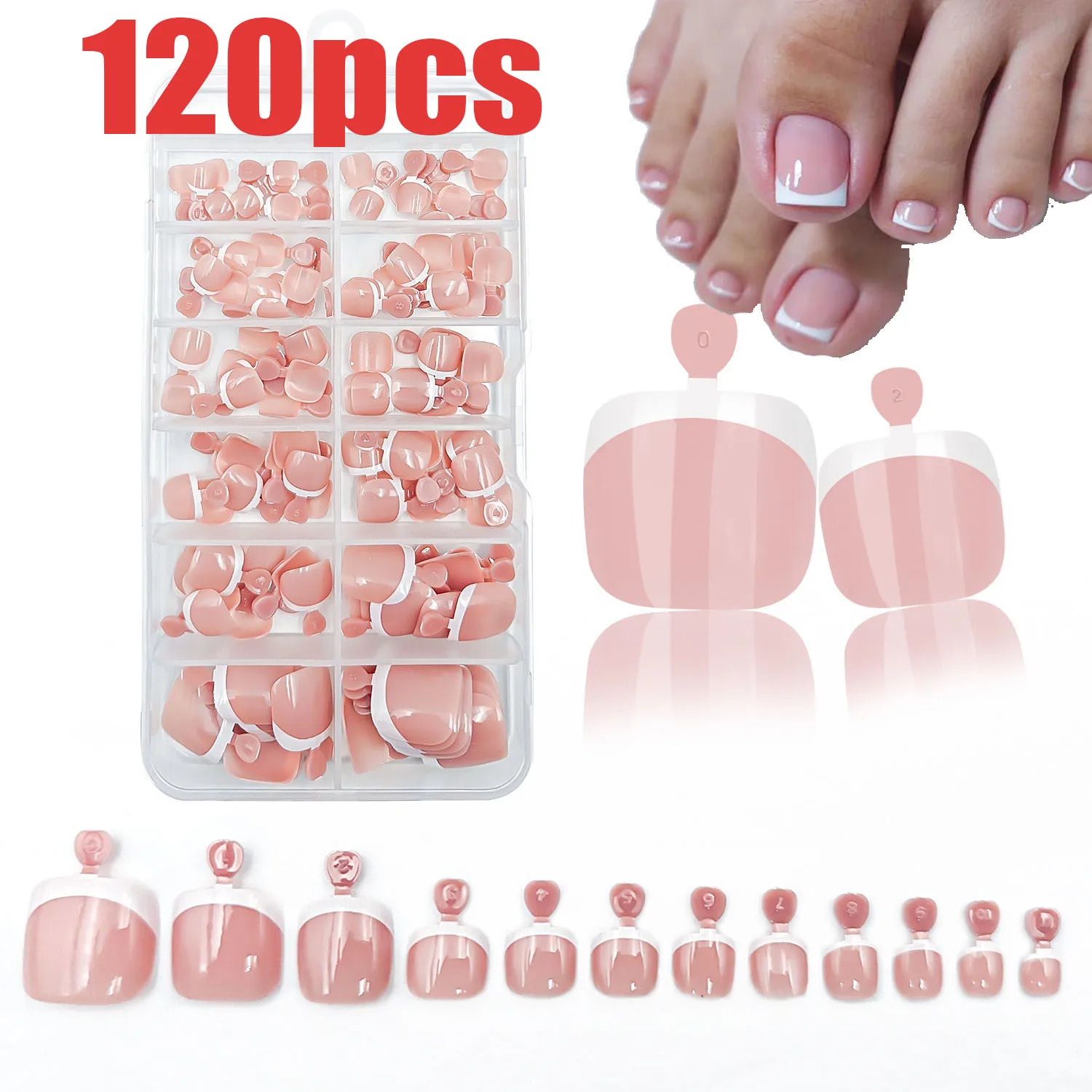 120/216Pcs-9Colors 혼합 흰색-프랑스어 가짜 발톱 발톱에 누르기 짧은 사각형 가짜 메일 누드/커피/브라운 아크릴 발톱