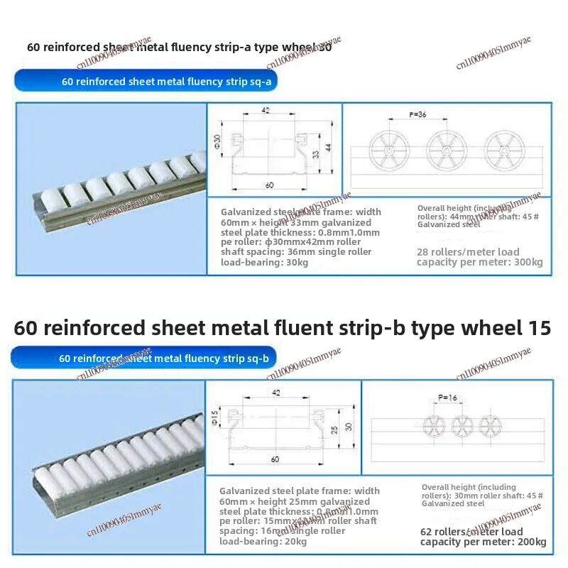 60 Reinforced Sheet Metal Fluent Strip Slide Rail Shelf Pulley