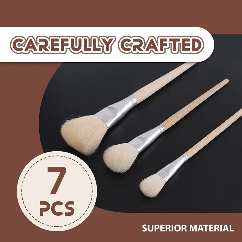 AB33-7 Pcs Mop Brush For Acrylic Painting Gilding Brush Versatile Mop Brushes Assorted Size Paint Brushes Set Paint Brush
