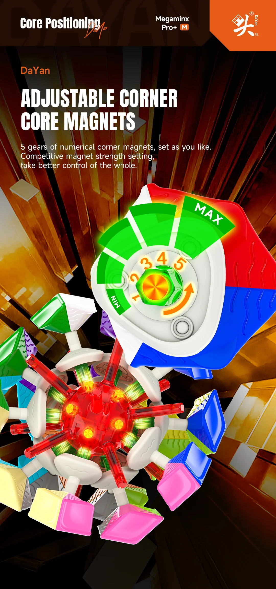 [Picube] DaYan Megaminx M pro + Cubo magnético de 12 lados sin pegatinas juguetes profesionales Fidget DAYAN Megaminx Cubo mágico rompecabezas