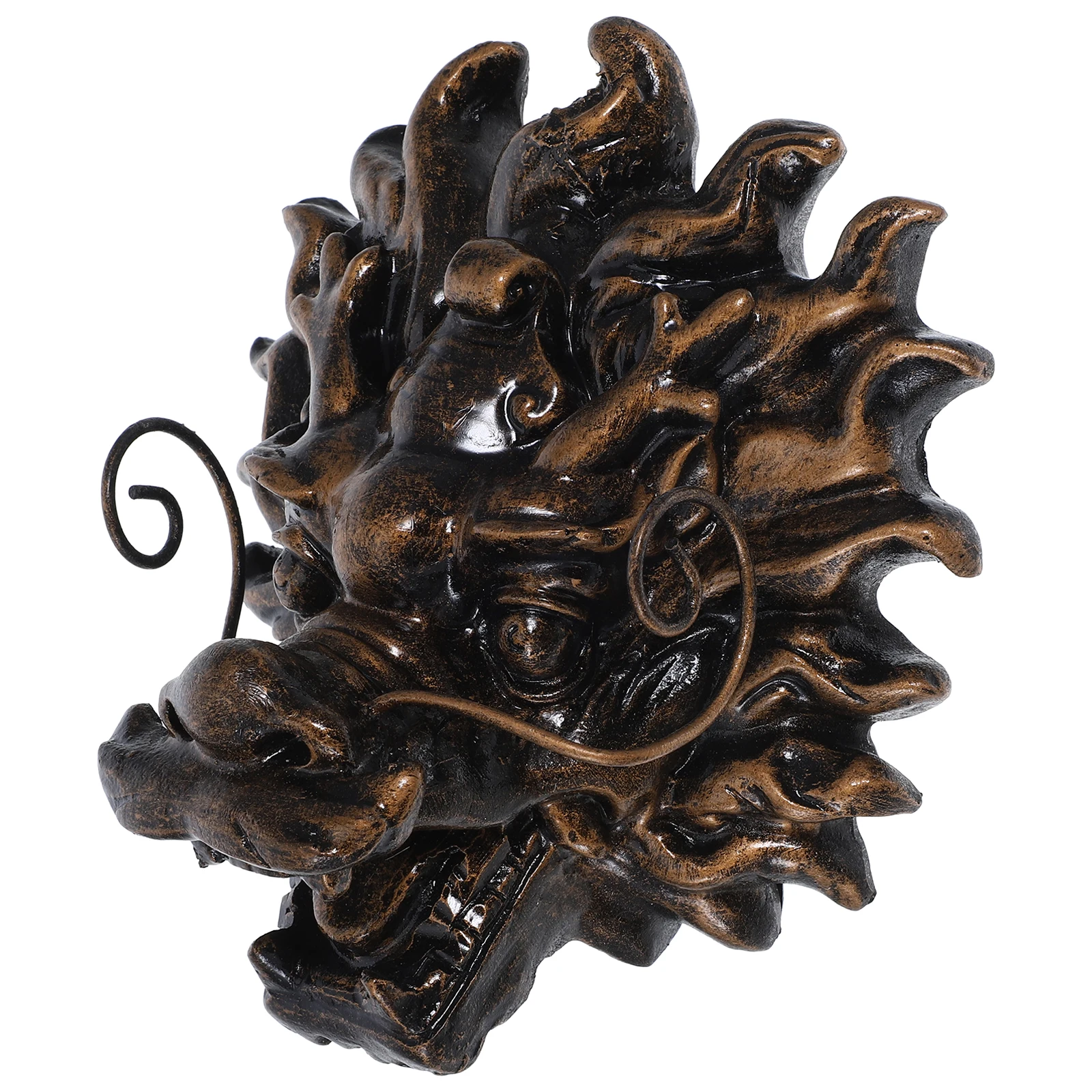 

Golden Dragon Head Outdoor Feature Garden Wall Fountain Resin Backyard Water Outlet Easy Install Decorative Pillar