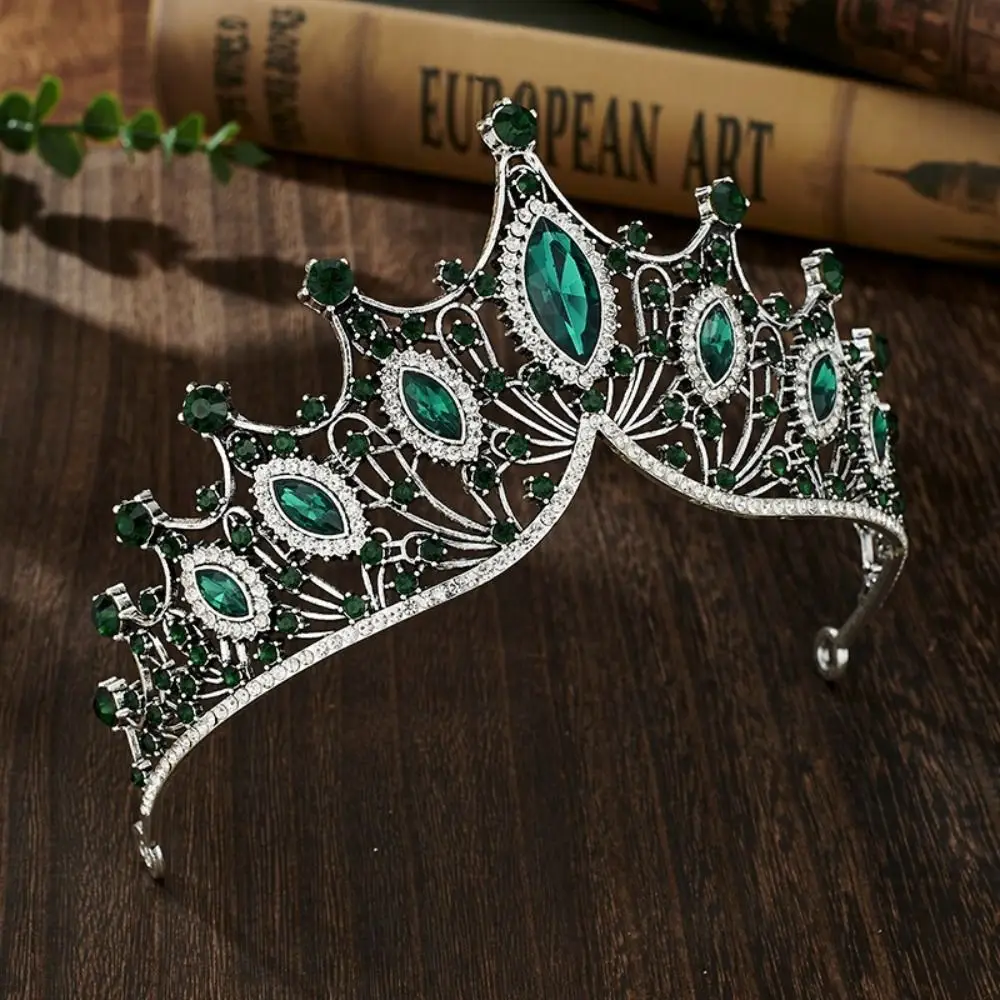 Luxury Shiny Baroque Crown Metal Multicolor Princess Tiara Bridal Hair Tiara Headwear Rhinestone Crown Dress Accessories