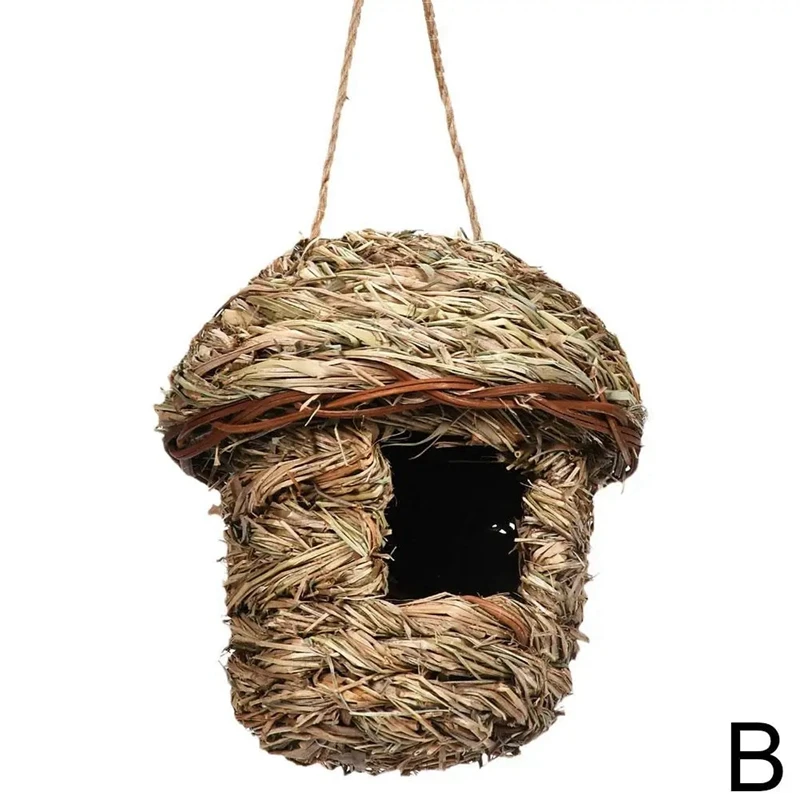 Hand-Woven Straw Bird Nest, Outdoor Garden Hanging Hatch Breeding House Bird Nest Garden Outdoor