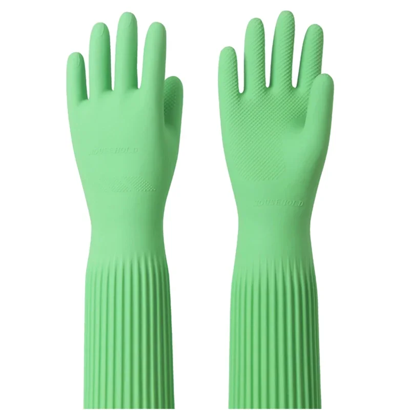 Latex Waterproof Long Gloves 58cm Green Pink Thicken Gardening Car Cleaning Dish Cloth Washing Elbow Lengthen Ultra Gloves