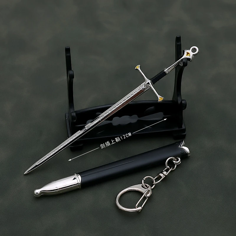 12cm New Narthil Sword Keychain Earendil Aragorn Weapon Metal Model Samurai Sword Weapon Keychain Ornaments Decoration Gift Toys