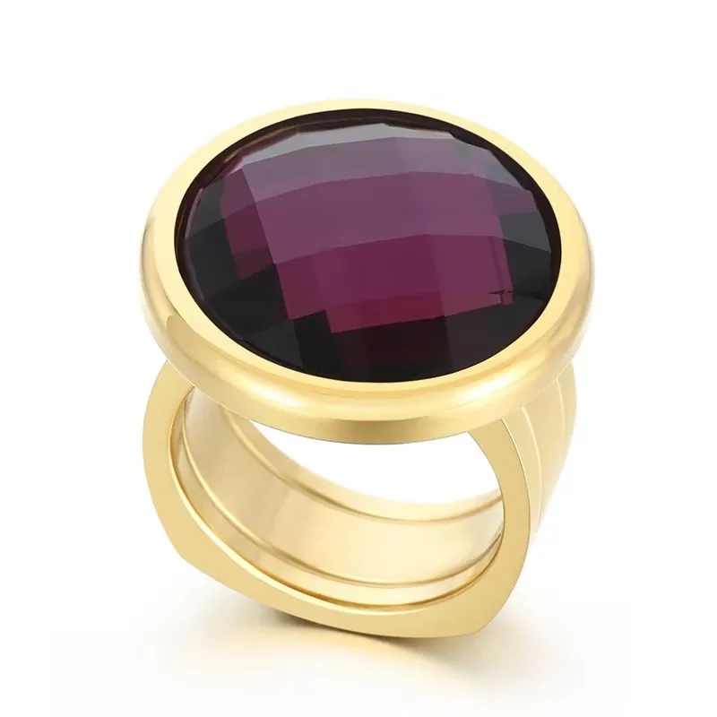 KALEN Bague Multiple Color Stone Rings For Women Gold Silver Color Polished Stainless Steel Bridal Sets Wedding Anillo Jewelry