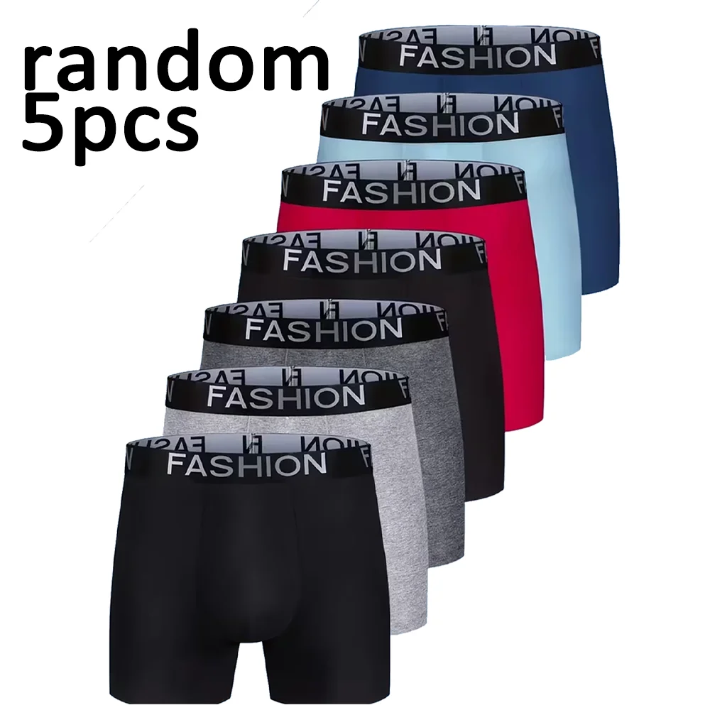 

Набор из 5 мужских хлопковых трусов-боксеров: модные, удобные, дышащие, с высокой эластичностью ﻿