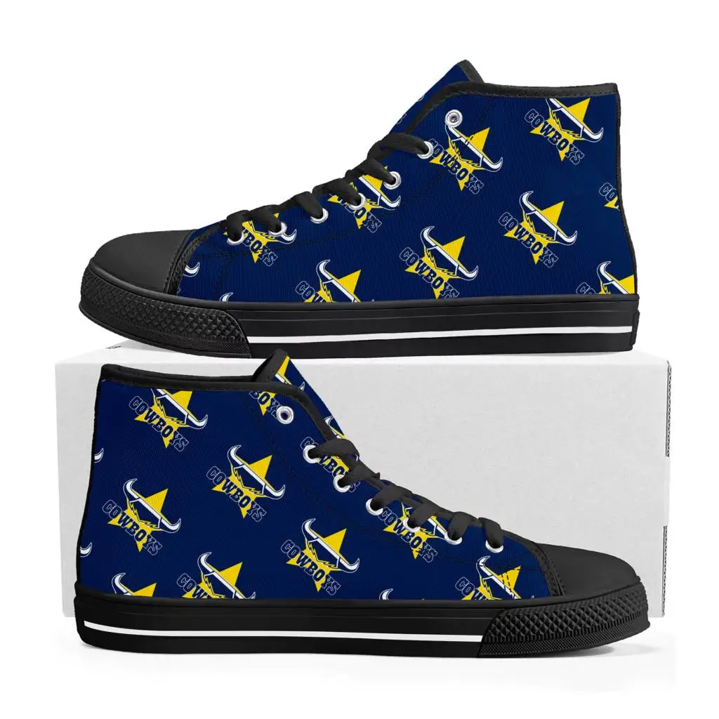 North Queensland Cowboys Australian Rugby High Top High Quality Sneakers Mens Womens Teenager Canvas Sneaker Casual Custom DIY