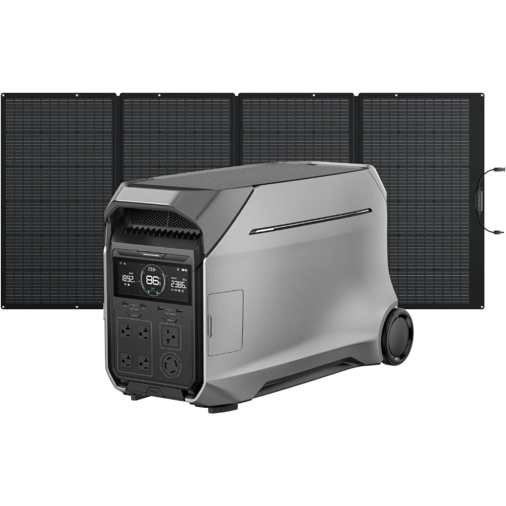 Solar Generator 4096Wh, 400W Portable Solars Panel, 120/240V 4000W AC Output, Solar Generator