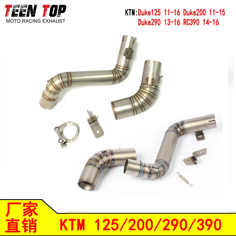 

Applicable to:The middle section of the motorcycle modified exhaust pipe is suitable for KTM Duke125/200/290 small steel cannon
